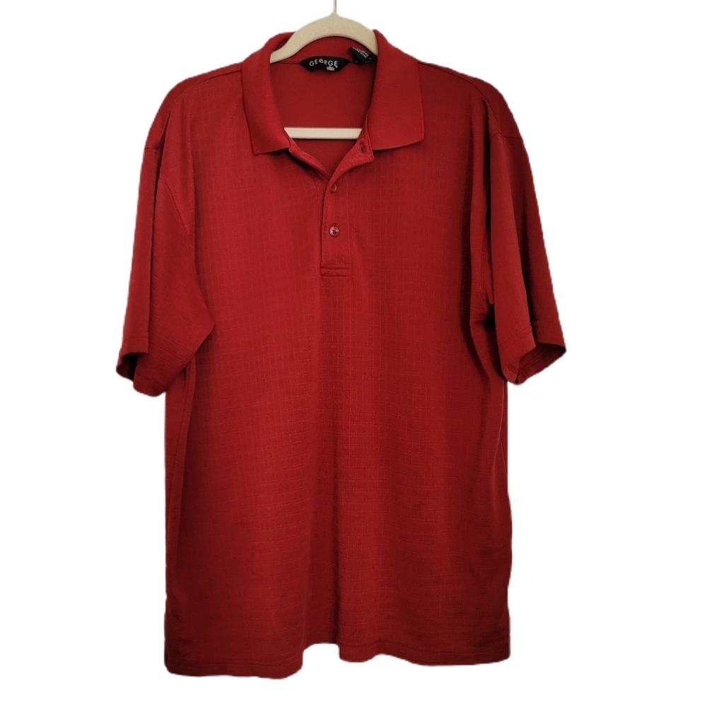 George Shirt Mens L Large Red Polo Short Sleeve